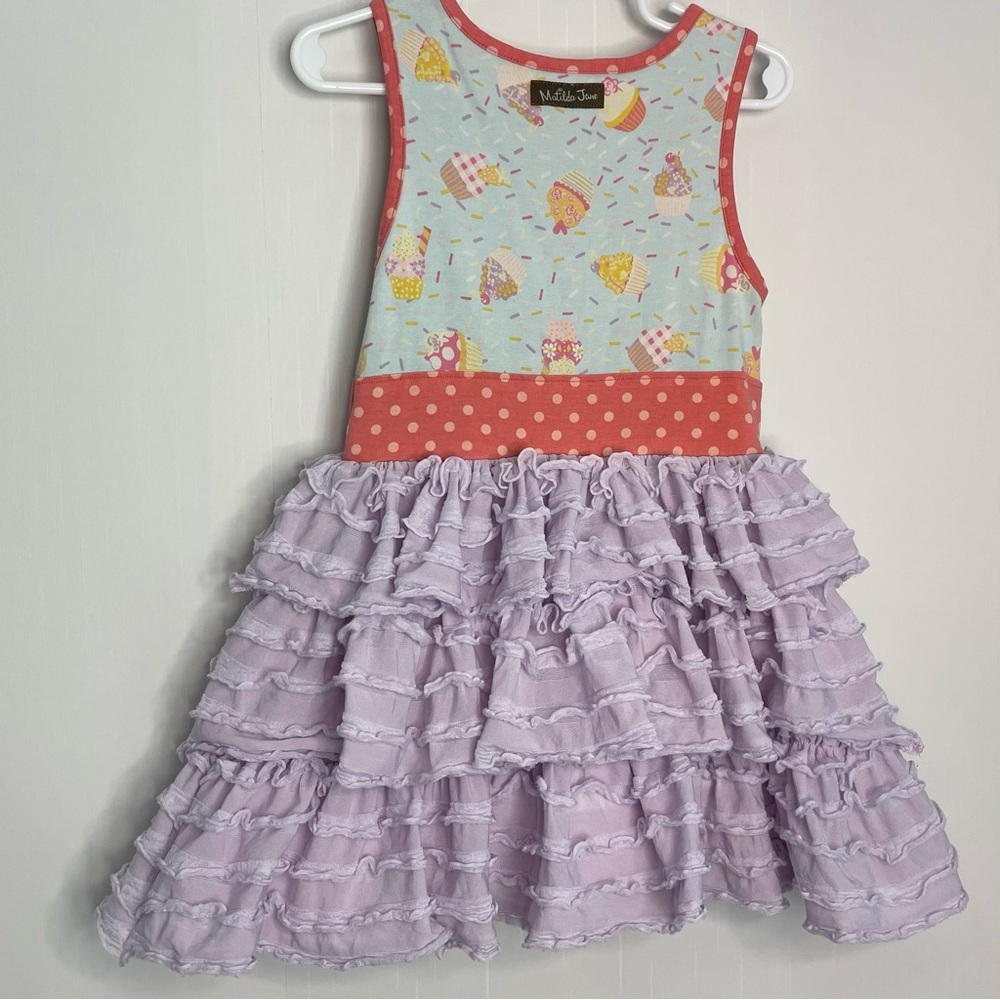 Matilda Jane Girls Brilliant Daydream Lets Eat Cake Cupcake Sundress Size 4 - Picture 4 of 10